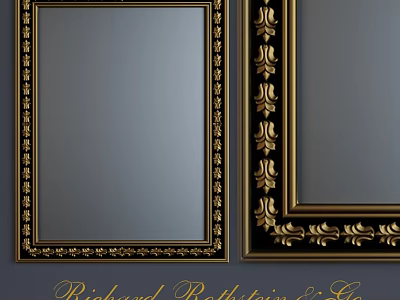 Decorative Mirror With Ornate Gold Frame And Intricate Border Design Details 3d model