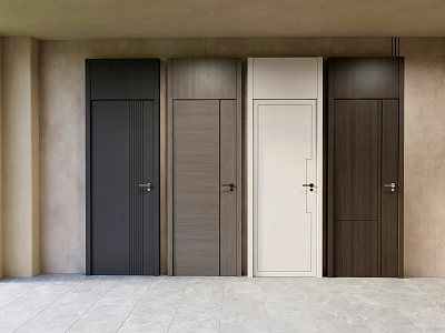 Modern Interior Hinged Doors In Dark Black Light Gray White And Dark Brown 3d model