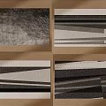 Modern Square Rugs With Geometric Patterns In Black White Gray Tones 3d model