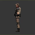 Game Movie Character Wearing Camouflage Uniform With Tactical Vest Helmet And Armor Gear
