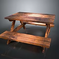 Rustic Wooden Dining Table Set With Matching Bench For Home Kitchen Use