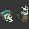 Gray High Top Shoes With Blue Orange Accents And Modern Reflective Design