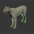 Realistic Lynx Figure With Spotted Fur And Pointed Ears Standing On Dark Surface
