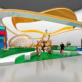 Colorful Children's Playground With Cartoon Characters Archway Rotating Equipment And Vibrant Decorations