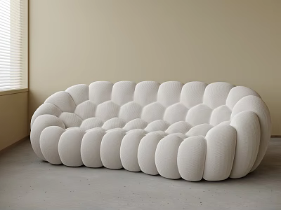 Elegant Modern White Curved Two-Seater Sofa With Rounded Bubble Design For Living Room 3d model