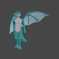 Turquoise Dragon Game and Movie Character With Wings White Underbelly Standing Pose