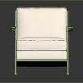 Modern Upholstered Dining Chair With Green Metal Frame And White Cushion