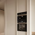 Modern Kitchen Built in Oven And Coffee Maker With Sleek Black Silver Design 3d model