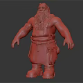 Muscular Bearded Warrior Character With Leather Outfit And Tool Belt
