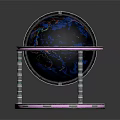 Modern Colorful Decorative Ornament Set with Globe Metal Stand and Shiny Blue Base