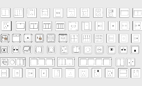 Modern switch socket panel combination 3d model