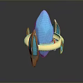 Stylish Ring Design With Conical Blue Gemstone And Shiny Golden Accents