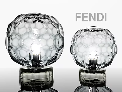 FENDI Transparent Glass Table Lamps With Honeycomb Texture And Black Base 3d model