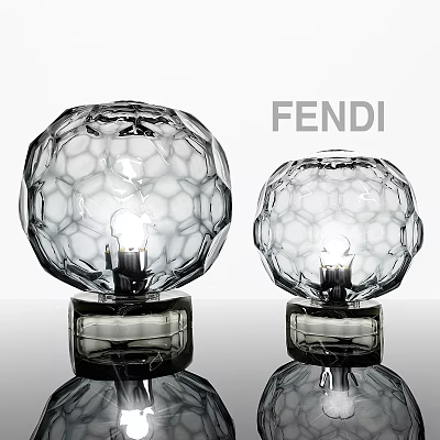 FENDI Transparent Glass Table Lamps With Honeycomb Texture And Black Base 3d model