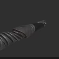 Futuristic Sci Fi Weapon With Metallic Spiral Design And Glowing Blue Components