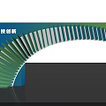 Modern Event Gateway With Curved Blue Green Striped Decorative Design Elements 3d model