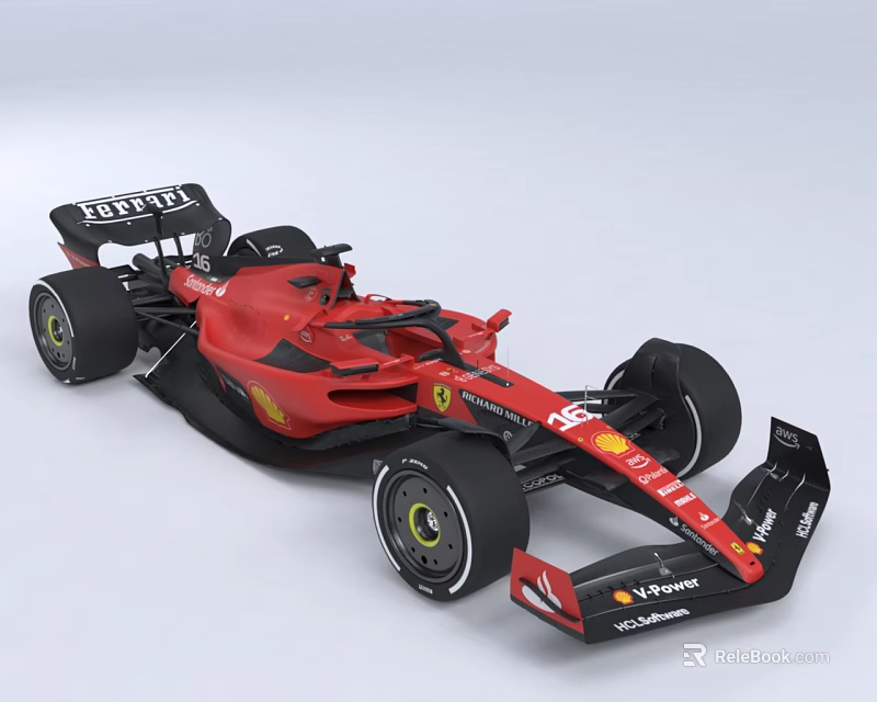 Red Formula 1 Racing Car With Aerodynamic Body Shell And Mission Winnow Logos 3d model 