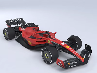 Red Formula 1 Racing Car With Aerodynamic Body Shell And Mission Winnow Logos 3d model