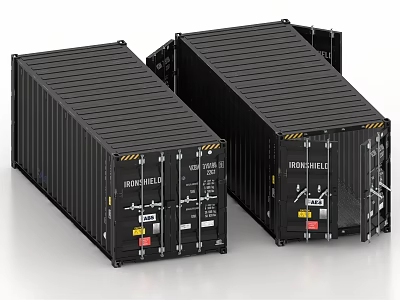 Black Heavy Duty Industrial Containers For Industrial Storage And Logistics Equipment 3d model