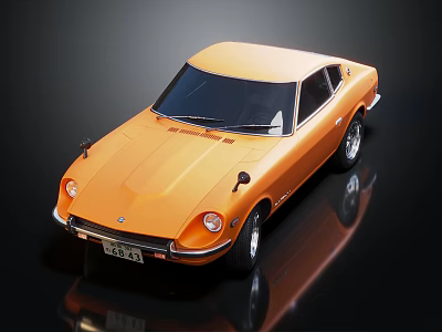 Vintage Orange Sports Car With Sleek Body Design Classic Wheels And Reflection 3d model