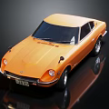 Vintage Orange Sports Car With Sleek Body Design Classic Wheels And Reflection