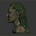 Mermaid Bust Sculpture With Green Seaweed Hair Starfish And Pearl Decorations