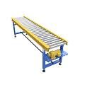 Industrial Roller Conveyor Equipment with Yellow Frame and Blue Stands for Material Handling