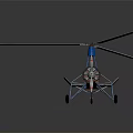 Blue and White Lightweight Helicopter with Single Main Rotor and Landing Gear