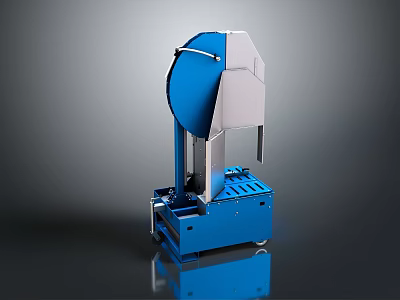 Blue Mobile Industrial Cutting Machine With Circular Saw And Wheels 3d model