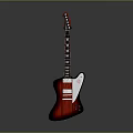Red Electric Guitar With Modern Design White Accent And Wooden Neck