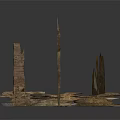 Worn Old Wooden Planks And Fragmented Wood Pieces On Dark Surface