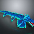 Detailed 3D Dragon Model With Blue Cyan Scales Wings And Open Mouth