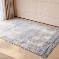 Square Gray And White Patterned Rug On Light Wooden Floor In Bright Indoor Space