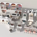 Modern Beauty Salon Interior With Hair Styling Stations Manicure Tables And Product Shelves