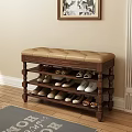 Wooden Entryway Shoe Rack with Upholstered Bench and Multiple Shelves for Shoe Storage