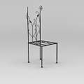 Elegant Intricate Carved Iron Chair With Vine Pattern Backrest Design