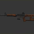 3D Model Modern Rifle With Wooden Stock Black Metal Barrel And Magazine