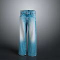 Blue High Waisted Wide Leg Jeans With Vintage Wash And Comfortable Fit