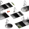 Stainless Steel Kitchen Sinks With Single Double Bowl Different Shapes And Faucet