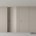 Modern Minimalist Hinged Door Design For Wardrobe With Light Beige Finish And Metal Handle