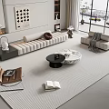 Sofa Coffee Table Combination Multi-person Sofa Leisure Sofa Floor Lamp Jewelry Combination 3d model