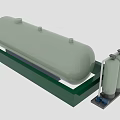 Industrial Green Storage Tank System With Two Cylindrical Tanks On Metal Frame Base