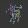 Detailed Fantasy Armored Character With Horns And Mythical Creature In 3D Model Design