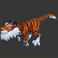 Stylized Cartoon Tiger 3D Model With Orange Black Stripes White Mane And Paws 3d model