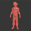 Golden Humanoid Figurine With Muscular Build In Standing Pose Design