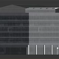 Modern Contemporary Office Building Design With Glass Curtain Wall And Roof HVAC Units