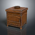 Vintage Wooden Storage Cabinet With Single Drawer And Circular Top Opening