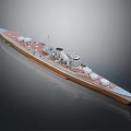 Detailed Warship Model Display With Deck Turrets And Hull Structure Side View 3d model