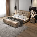 Modern background double bed 3d model