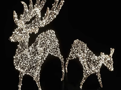 Decorative lights street lights Christmas deer 3d model